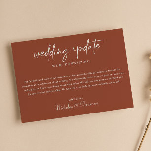 Minimalist Boho Terracotta Wedding Update Downsize Ankündigung