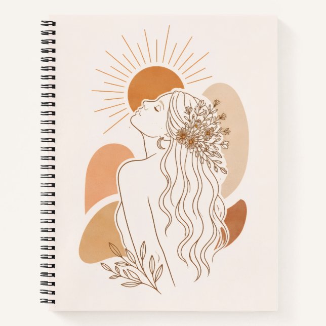Minimalist Boho Woman Art Notebook Notizbuch (Vorderseite)