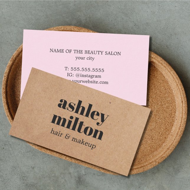 Minimalist Bold Printed Kraft Rose Hair Makeup Visitenkarte (Von Creator hochgeladen)