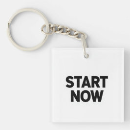Minimalist bold start now text schlüsselanhänger
