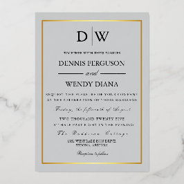 Minimalist Border Monogram Wedding Folieneinladung