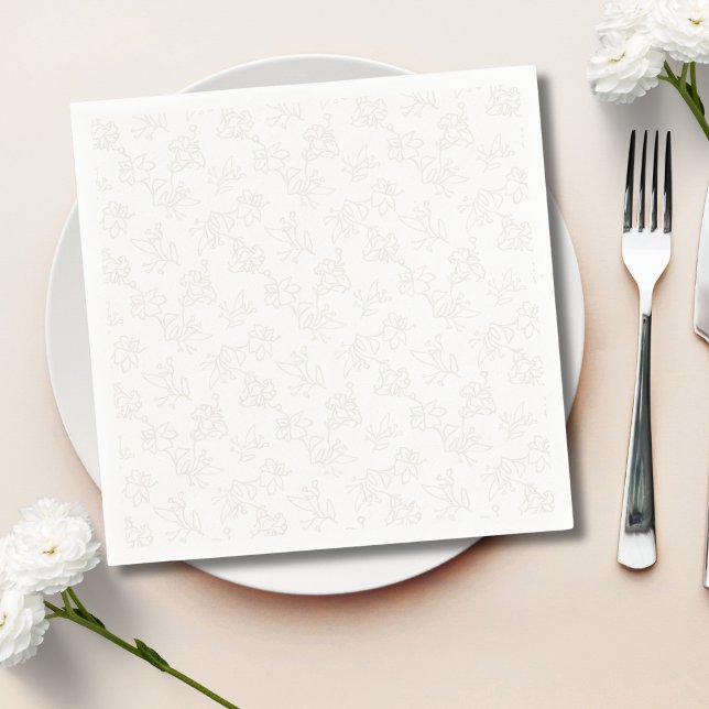 Minimalist Botanical Floral Pattern Beige Gold Serviette (Von Creator hochgeladen)