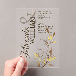 Minimalist Botanical Gold Wedding Acryleinladungen