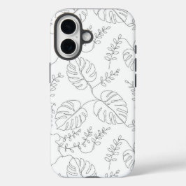 Minimalist Botanical Line Art Leaves Case