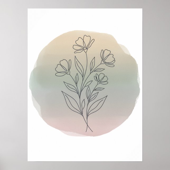 Minimalist Botanical Line Art Poster (Vorne)