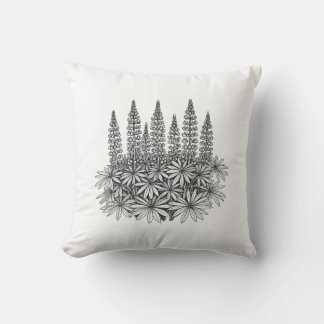 Minimalist Botanical Lupine Throw Pillow Kissen