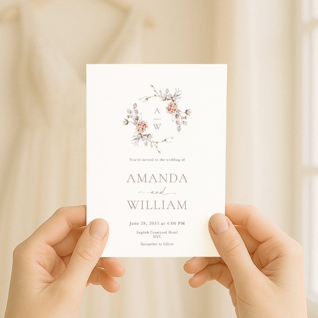 Minimalist Botanical Monogram Invitation Einladung (Von Creator hochgeladen)