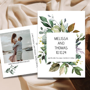 Minimalist Botanical Save The Date Announcement Einladung