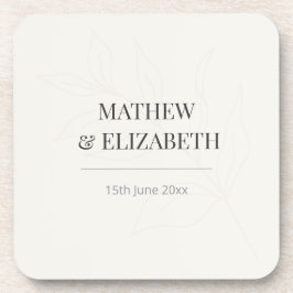 Minimalist Botanical Wedding Coaster | Warm Ivory Getränkeuntersetzer