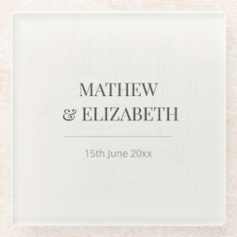 Minimalist Botanical Wedding Coaster | Warm Ivory Glasuntersetzer