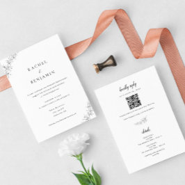 Minimalist Botanical Wedding Elegant QR Code Einladung