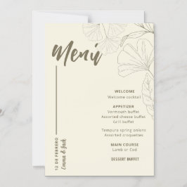 Minimalist Botanical Wedding Menu Card Magneteinladung