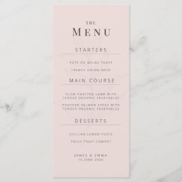 Minimalist Botanical Wedding Menu | Warm Blush Menükarte