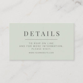 Minimalist Botanical Wedding  Pale Sage Begleitkarte