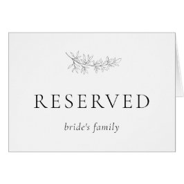 Minimalist Botanical Wedding Reserved Seating Card