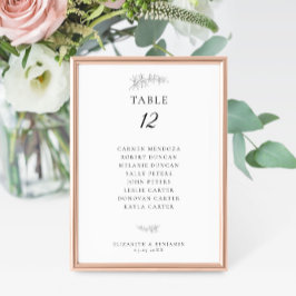 Minimalist Botanical Wedding Seating Chart Budget Tischnummer