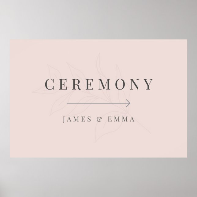Minimalist Botanical Wedding Sign Warm Blush Poster (Vorne)