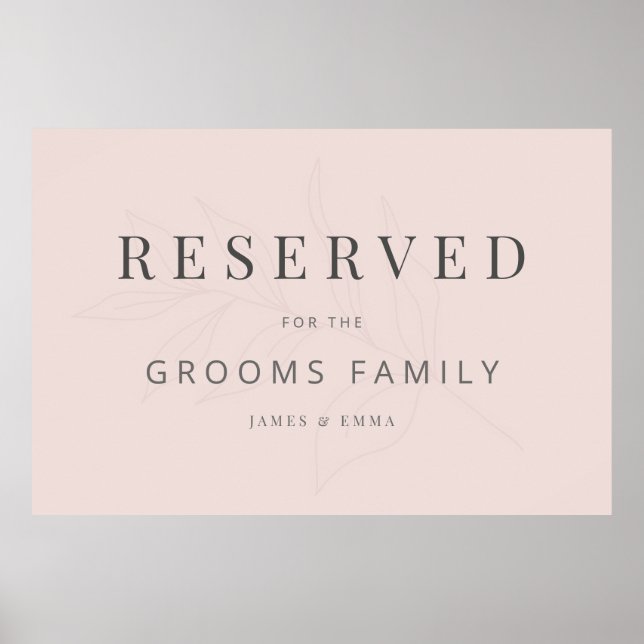 Minimalist Botanical Wedding Sign Warm Blush Poster (Vorne)