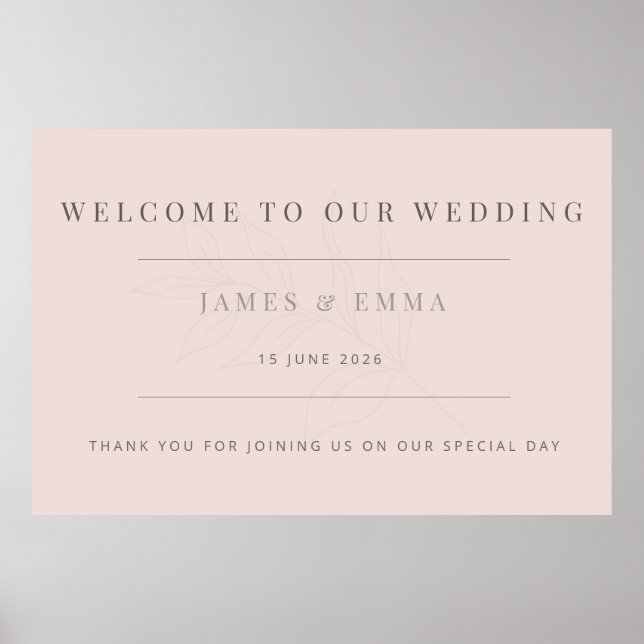 Minimalist Botanical Wedding Warm Blush Poster (Vorne)