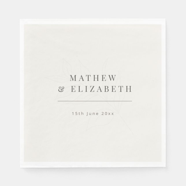 Minimalist botanical Wedding  | Warm White Serviette (Vorderseite)