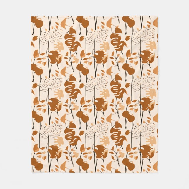 Minimalist Botanische Herbstblätter  Fleecedecke (Vorderseite)