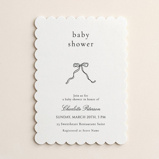 Minimalist Bow Baby Shower Invitation Einladung (Von Creator hochgeladen)
