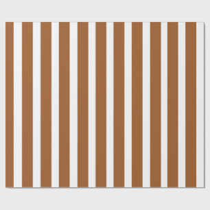 Minimalist Braune und Weiße Vertikale Streifen Geschenkpapier