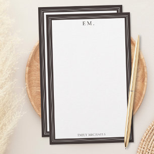 Minimalist braunes Monogramm Briefpapier