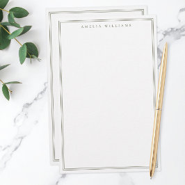 Minimalist braunes Monogramm mit zwei Rahmen Briefpapier