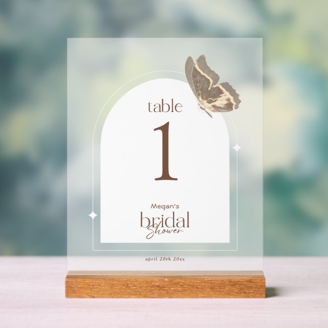 Minimalist Bridal Shower Table Number Frosted Acrylschild (Neutral)