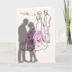 Minimalist Bride and Groom Wedding Card - Floral D Karte