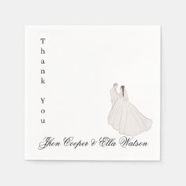 Minimalist Bride and Groom Wedding Illustration Serviette