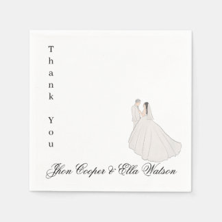 Minimalist Bride and Groom Wedding Illustration Serviette