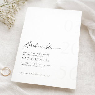 Minimalist Bride In Bloom Brautparty-Einladung Einladung