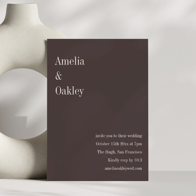 Minimalist Brown Elegant Chic Modern Wedding Einladung (Von Creator hochgeladen)