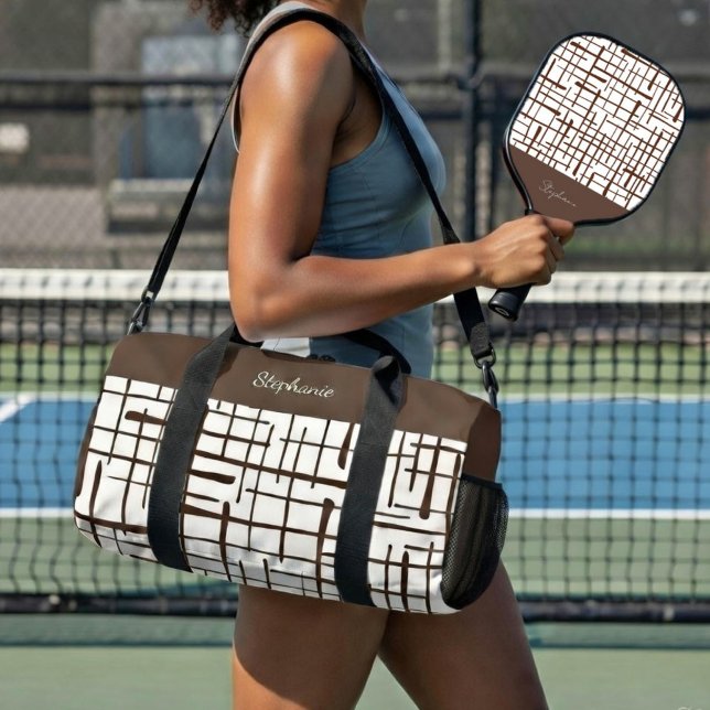 Minimalist Brown Linework | Dink Well Personalisie Duffle Bag (Von Creator hochgeladen)