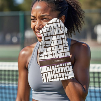 Minimalist Brown Linework Personalized | Dink Well Handtuch