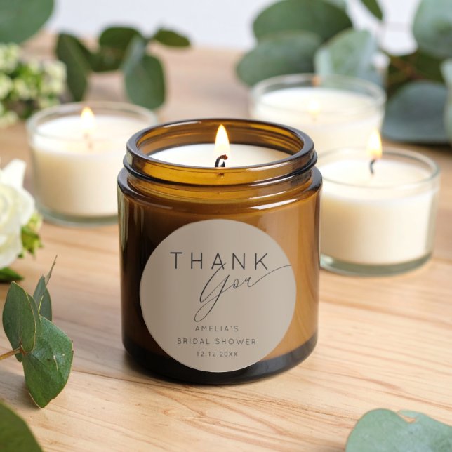 Minimalist Brown Mocha Thank You Bridal Shower  Runder Aufkleber (Von Creator hochgeladen)