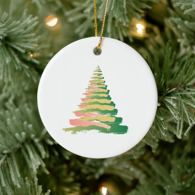 Minimalist Brushstroke Christmas Tree Keramik Ornament (Baum)