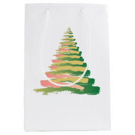Minimalist Brushstroke Christmas Tree Mittlere Geschenktüte