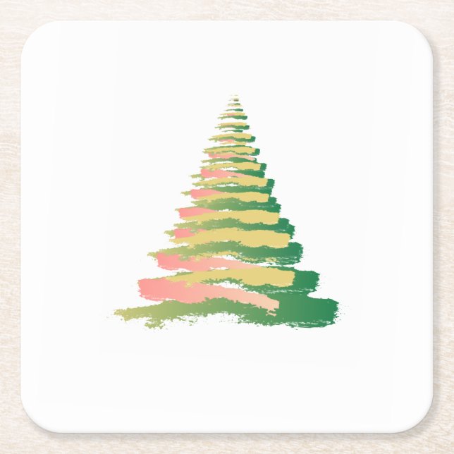 Minimalist Brushstroke Christmas Tree Rechteckiger Pappuntersetzer (Vorderseite)