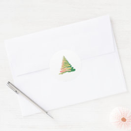 Minimalist Brushstroke Christmas Tree Runder Aufkleber