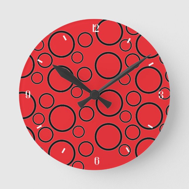 Minimalist Bubbles: Geometric Circle Pattern Runde Wanduhr (Vorderseite)