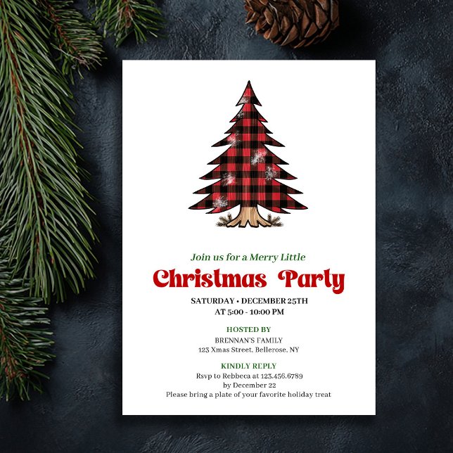 Minimalist Buffalo Check Christmas Party Invite Einladung (Minimalist Buffalo Check Christmas Party Invite)