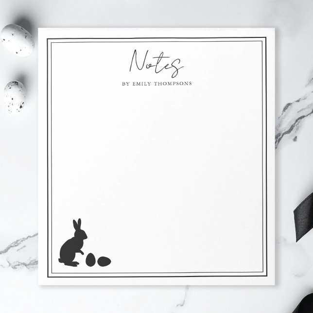 Minimalist Bunny And Eggs In Black Modern Easter Notizblock (Von Creator hochgeladen)