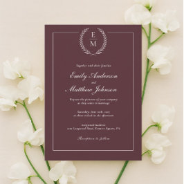 Minimalist Burgundy Wedding Invitation Einladung