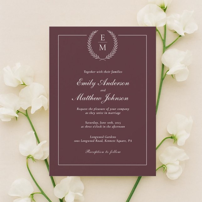 Minimalist Burgundy Wedding Invitation Einladung (Von Creator hochgeladen)