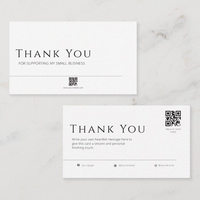  Minimalist Business Card, QR Code Insert Card Visitenkarte (Vorne/Hinten)
