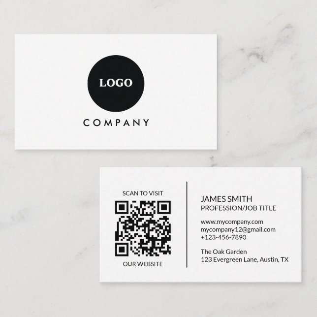 Minimalist Business Card | QR code Visitenkarte (Vorne/Hinten)