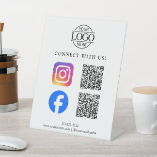 Minimalist Business Logo QR Code Connect With Us Sockelschild